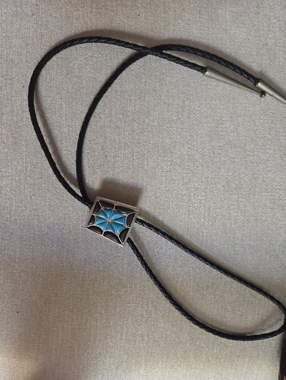 Vintage ZUNI Mosaic Inlay LBolo Tie /Turquoise Onyx Agate